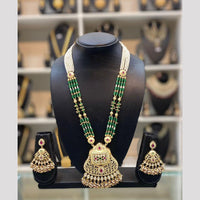 Dhiraj Sales Chopper Gold Plated Pota Stone And Meenakari Long Necklace Set