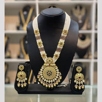 Dhiraj Sales Chopper Gold Plated Pota Stone And Pearl Long Necklace Set
