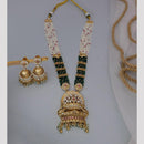 Dhiraj Sales Chopper Gold Plated Pota Stone And Pearl Long Necklace Set