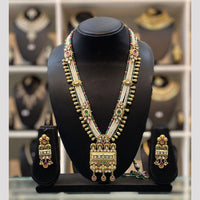 Dhiraj Sales Chopper Gold Plated Pota Stone And Pearl Long Necklace Set