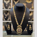 Dhiraj Sales Chopper Gold Plated Pota Stone And Pearl Long Necklace Set