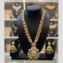 Dhiraj Sales Chopper Gold Plated Pota Stone And Pearl Long Necklace Set