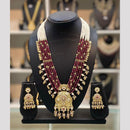 Dhiraj Sales Chopper Gold Plated Pota Stone And Pearl Long Necklace Set