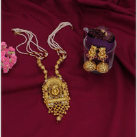 Dhiraj Sales Chopper Gold Plated Pota Stone And Pearl Lord Long Necklace Set