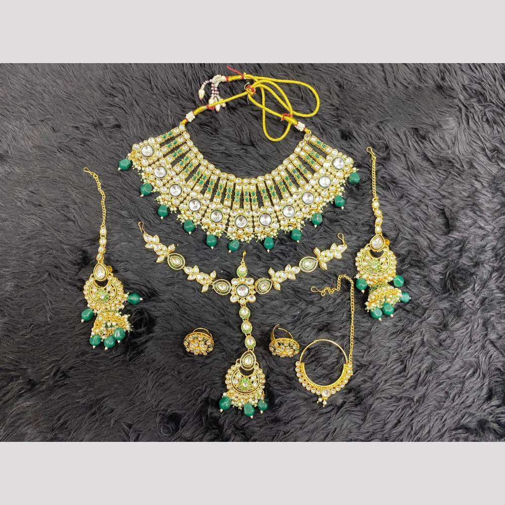 Dhiraj Sales Glamorous Kundan Beads  Semi Bridal Necklace Set