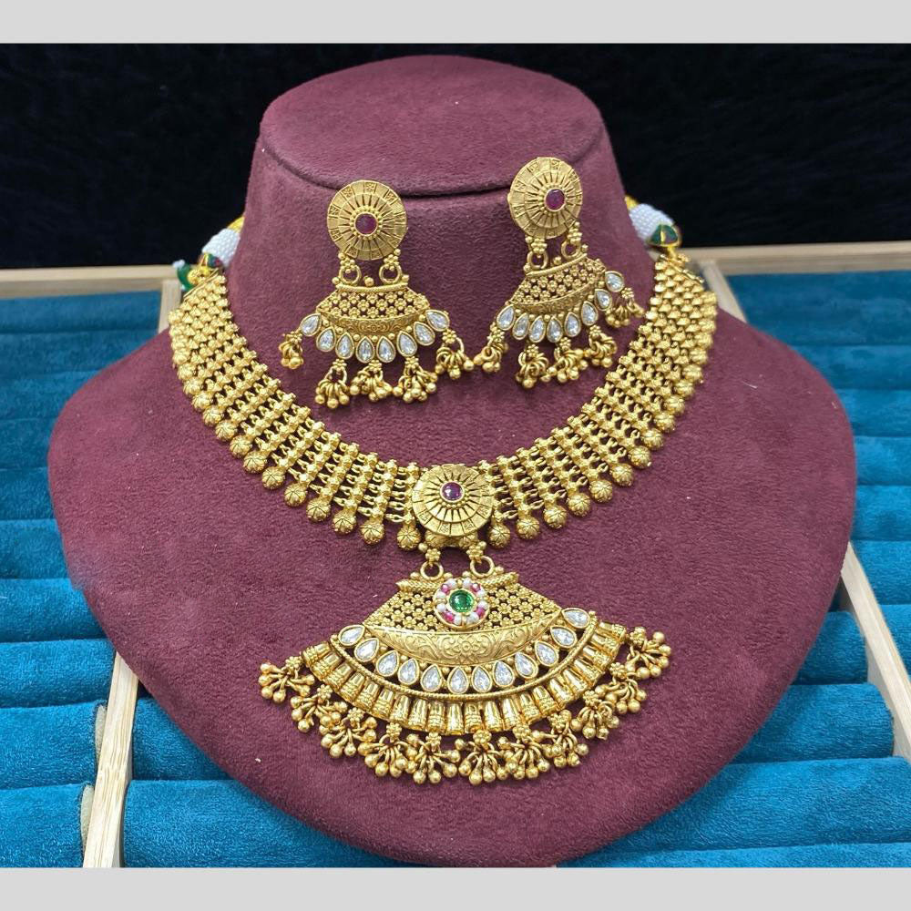 Dhiraj Sales Antique Finish Pota Stone Necklace Set