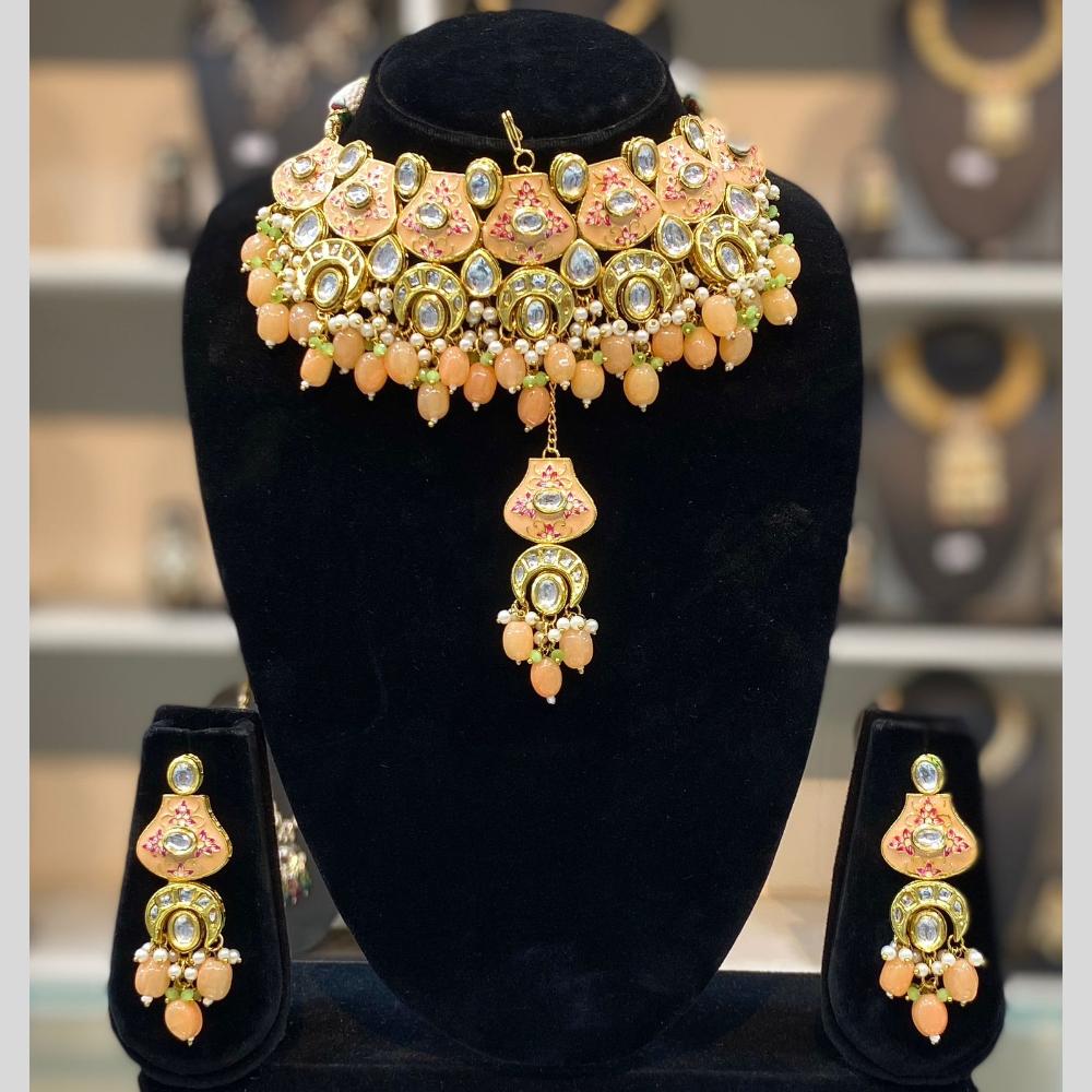 Dhiraj Sales Antique Finish Kundan Necklace Set with Meenakari Finish
