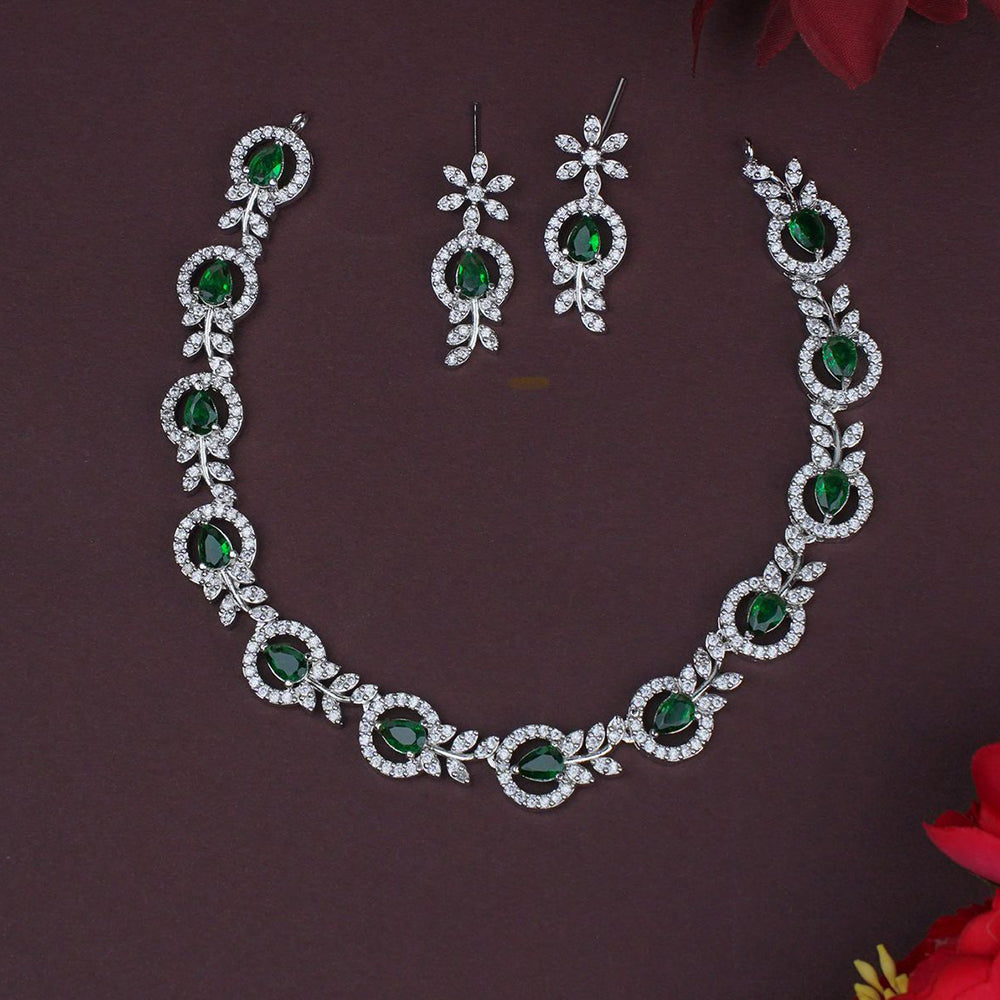 Dhiraj Sales Timeless  Elegant Austrian Stone Set with Rhodium Coating