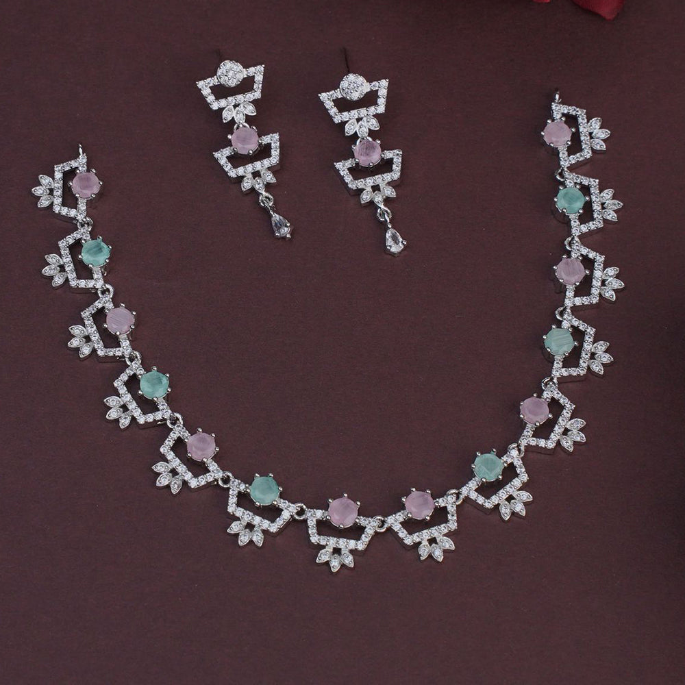 Dhiraj Sales Timeless  Elegant Austrian Stone Set with Rhodium Coating