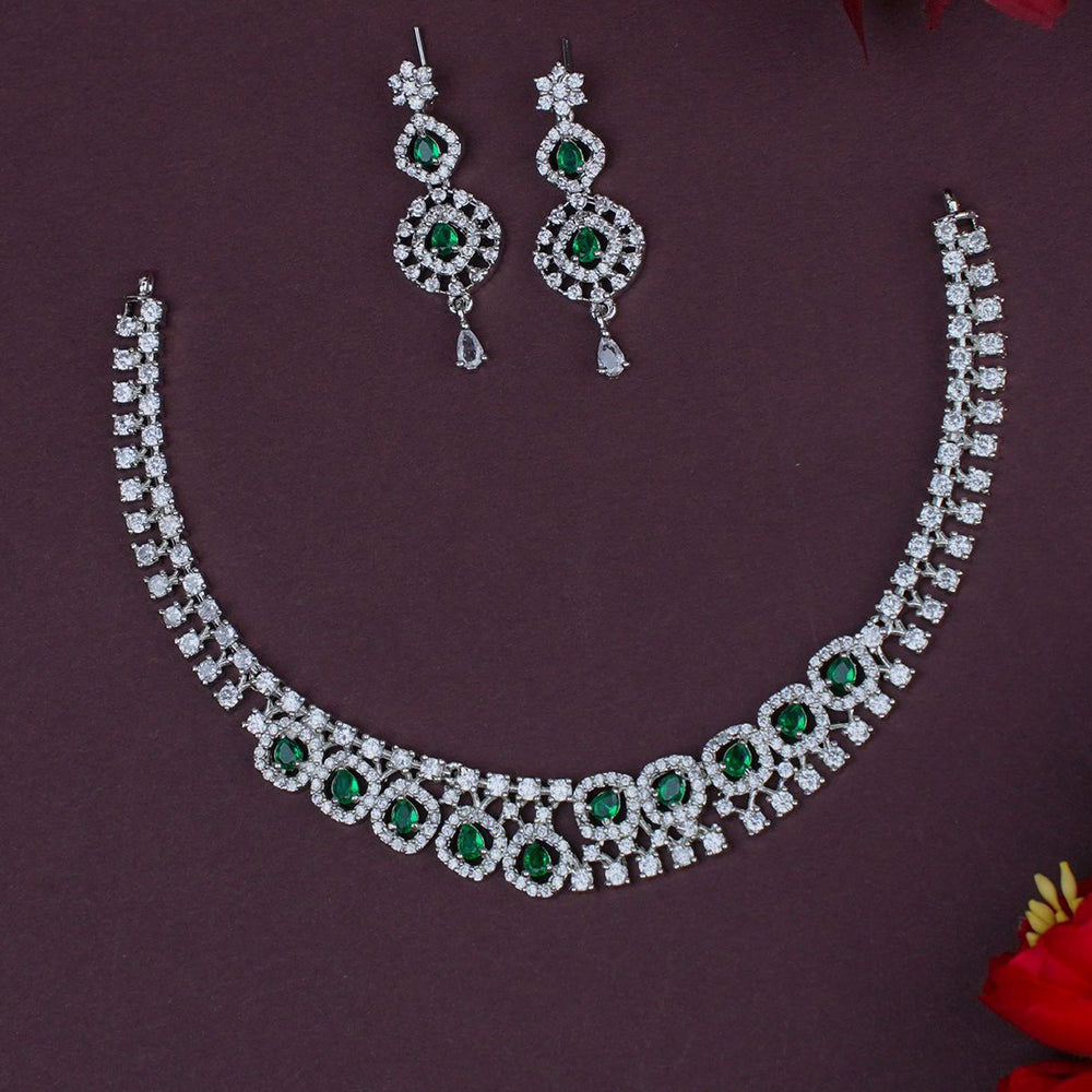 Dhiraj Sales Timeless  Elegant Austrian Stone Set with Rhodium Coating