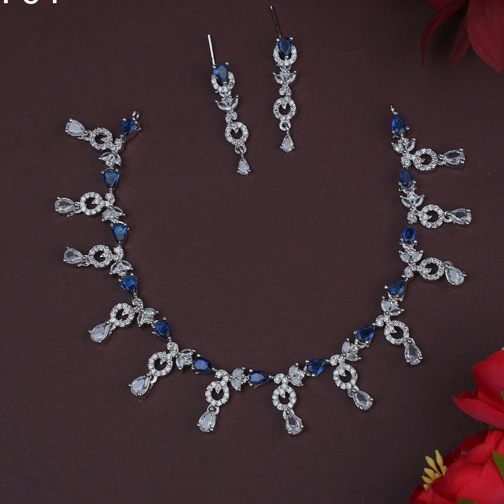 Dhiraj Sales Timeless  Elegant Austrian Stone Set with Rhodium Coating
