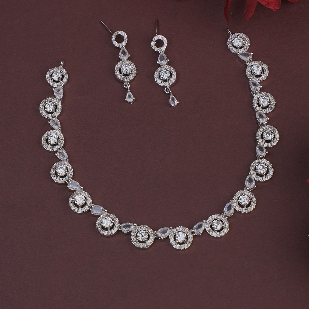 Dhiraj Sales Timeless  Elegant Austrian Stone Set with Rhodium Coating