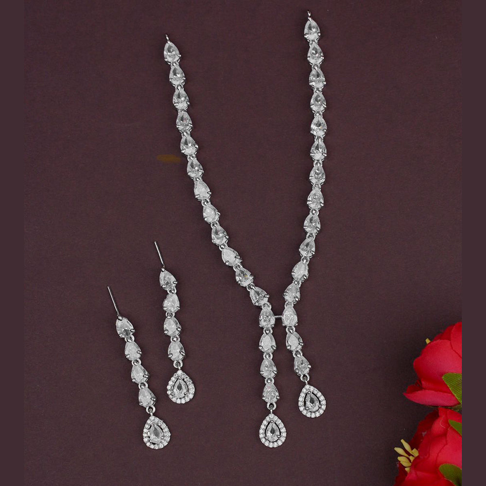 Dhiraj Sales Timeless  Elegant Austrian Stone Set with Rhodium Coating