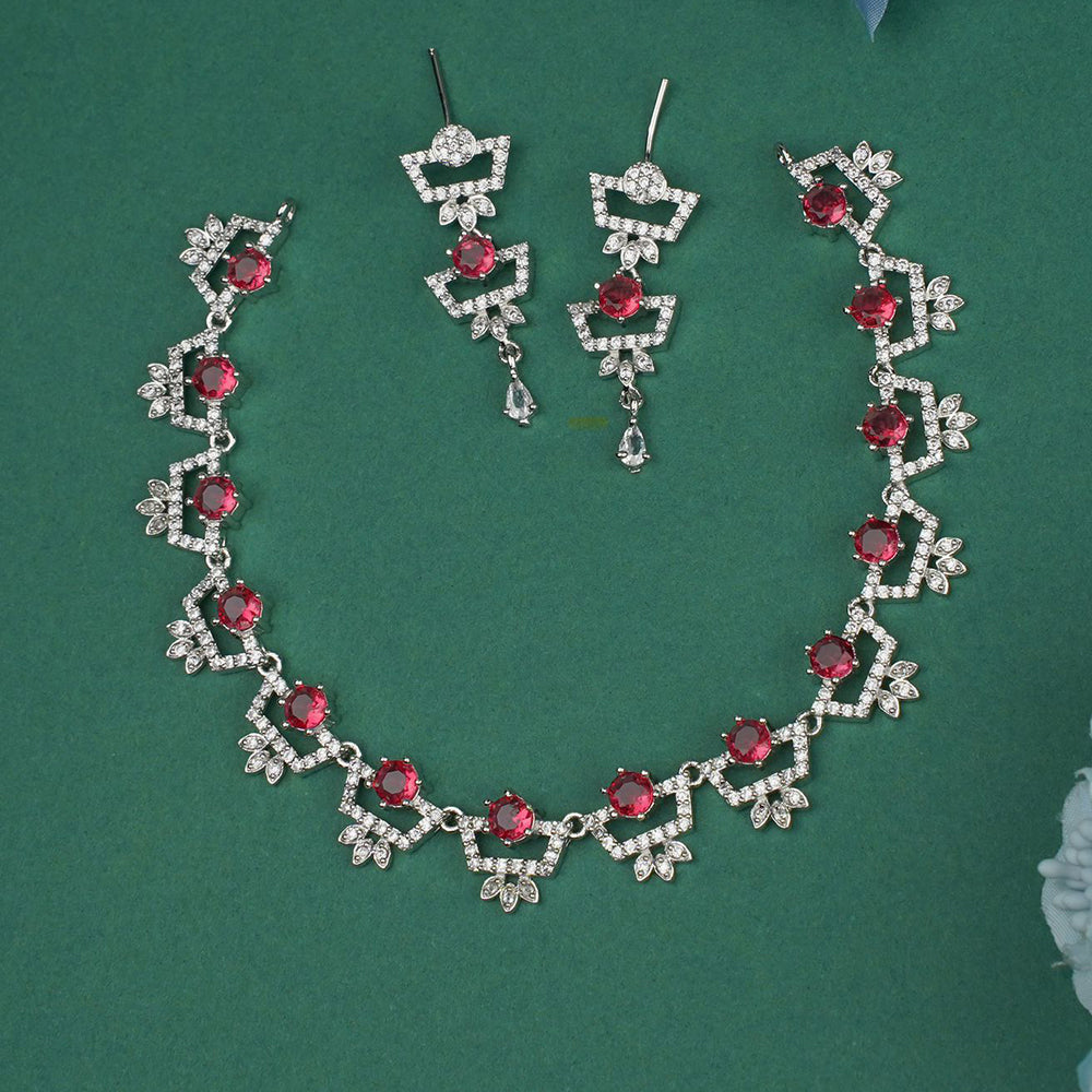 Dhiraj Sales Timeless  Elegant Austrian Stone Set with Rhodium Coating
