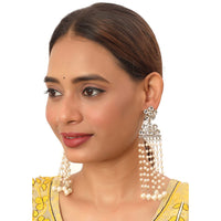 Siddhi Collection Gold Plated Kundan Stone And Pearl Dangler Earrings