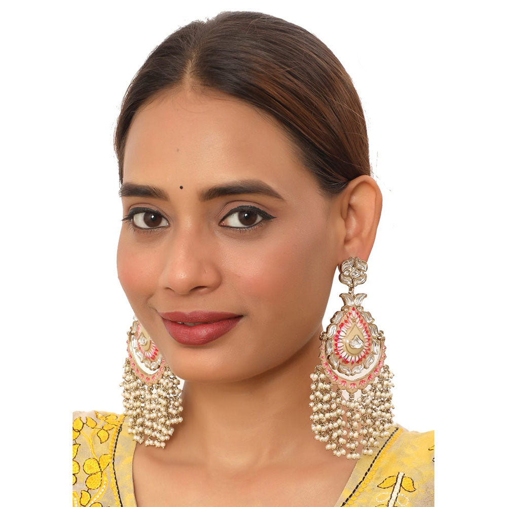 Siddhi Collection Gold Plated Kundan Stone And Meenakari Dangler Earrings