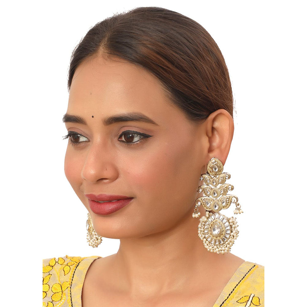Siddhi Collection Gold Plated Kundan Stone And Meenakari Dangler Earrings