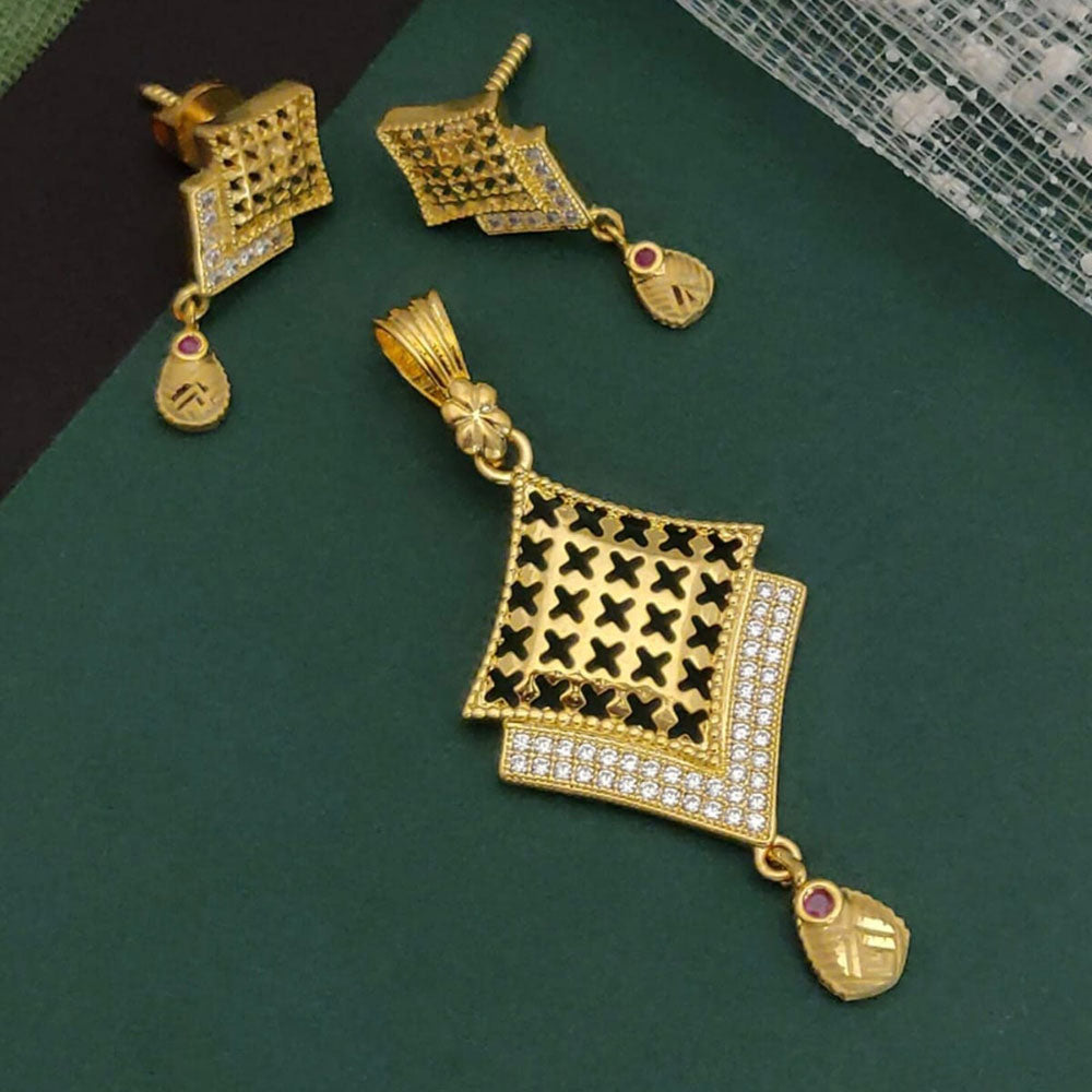 Ramdev Kangan Gold Plated Austrian Stone Pendant Set