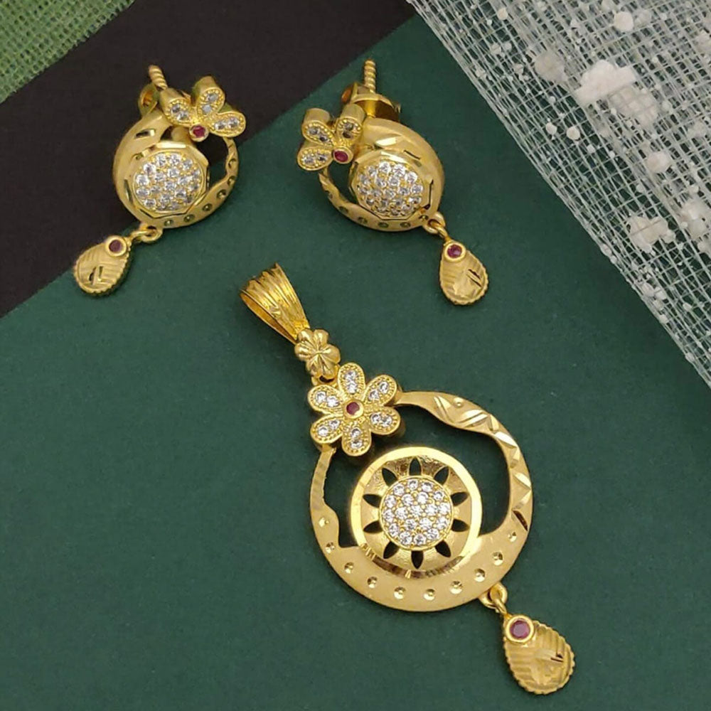 Ramdev Kangan Gold Plated Austrian Stone Pendant Set