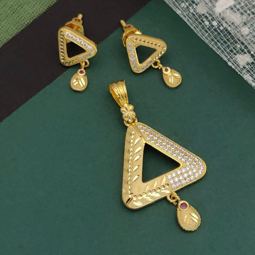 Ramdev Kangan Gold Plated Austrian Stone Pendant Set