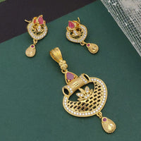Ramdev Kangan Gold Plated Austrian Stone Pendant Set