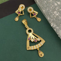 Ramdev Kangan Gold Plated Austrian Stone Pendant Set