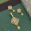 Ramdev Kangan Gold Plated Austrian Stone Pendant Set