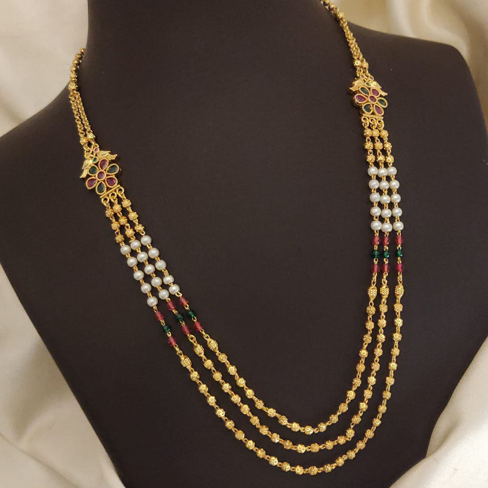 Ramdev Kangan Gold Plated Multi Layer Necklace Set