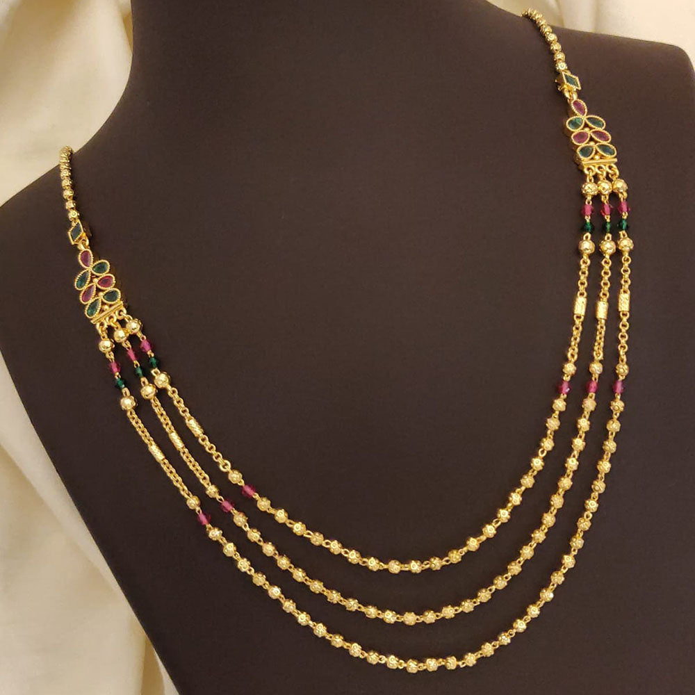 Ramdev Kangan Gold Plated Multi Layer Necklace Set