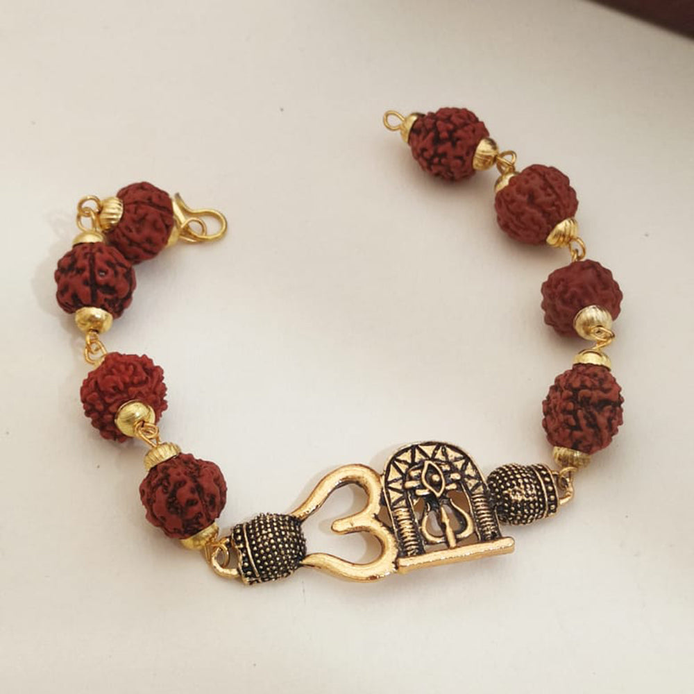 Khodiyar Gold Plated Rudraksh Bead Bracelet