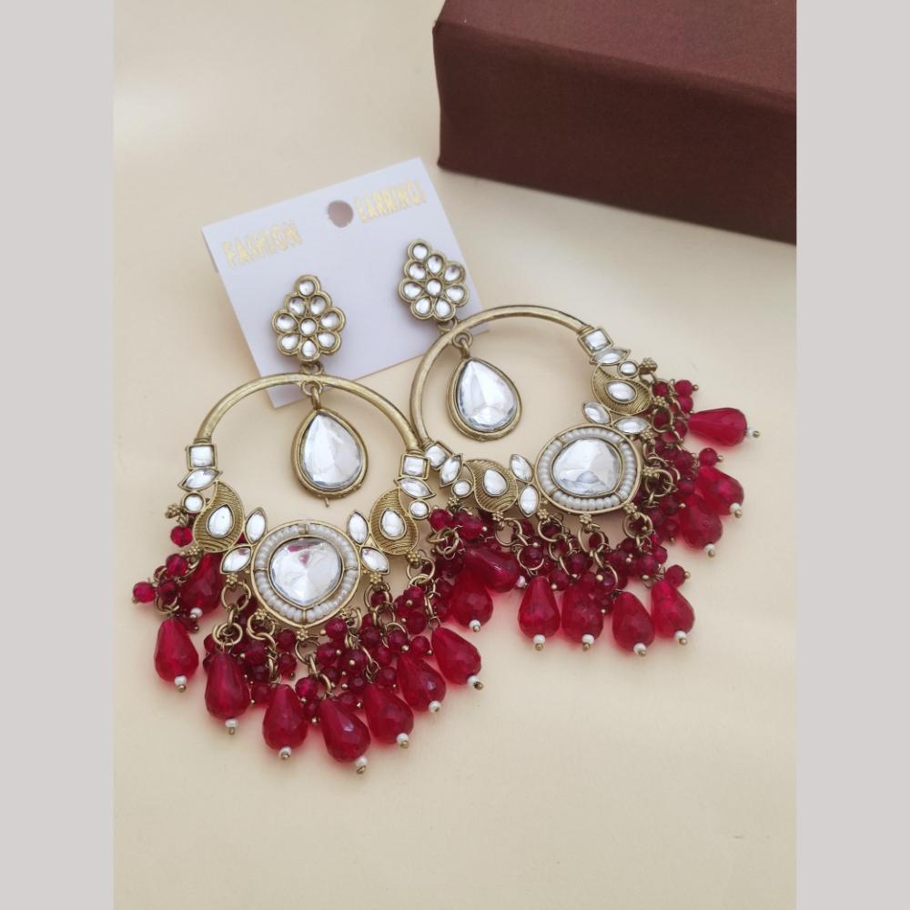 Khodiyar Gold Plated Crystal And Beads Dangler Earrings