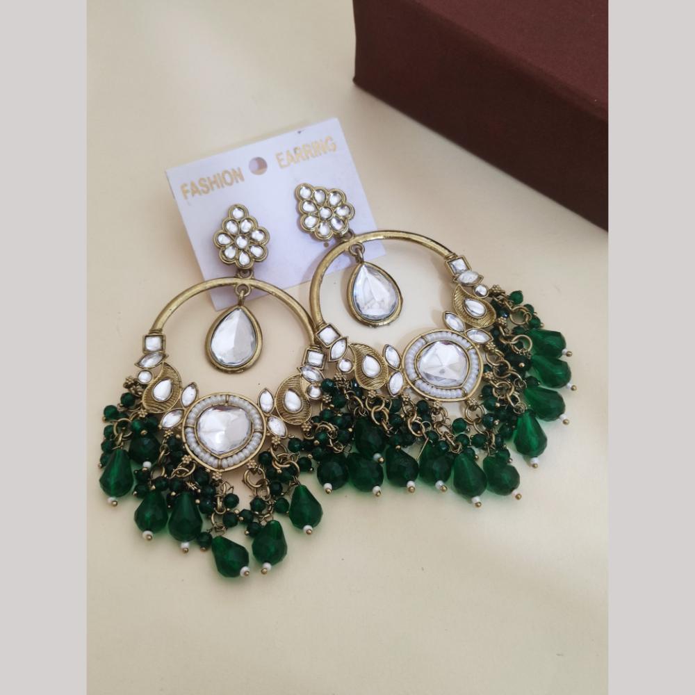 Khodiyar Gold Plated Crystal And Beads Dangler Earrings
