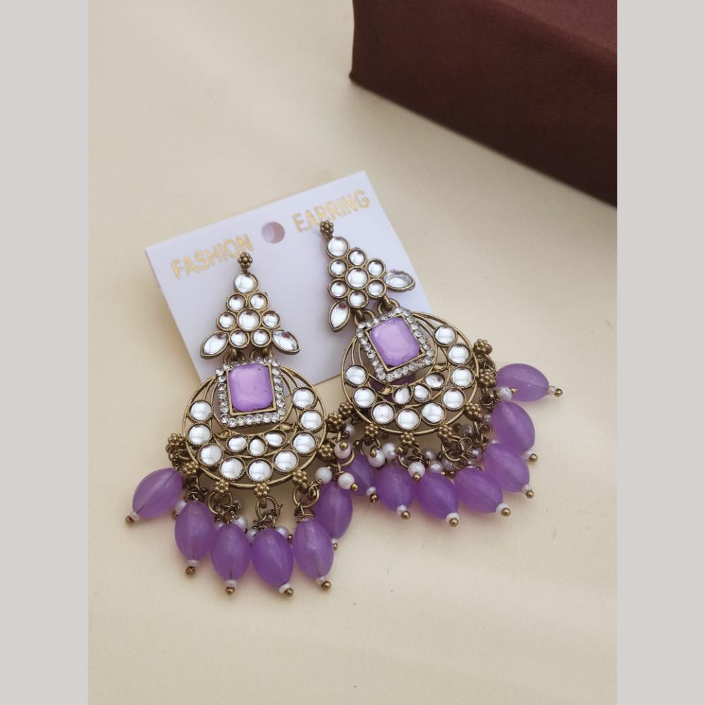 Khodiyar Gold Plated Kundan And Beads Dangler Earrings