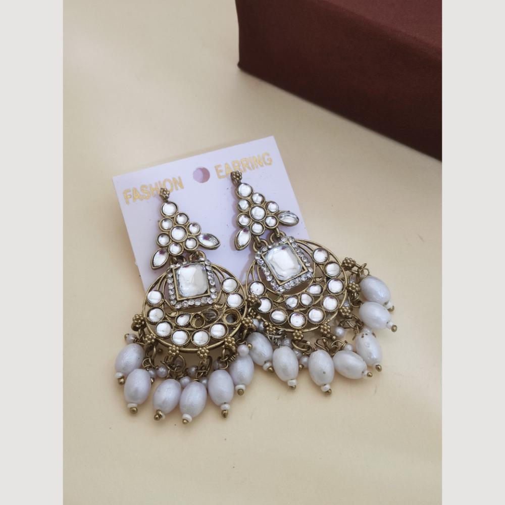 Khodiyar Gold Plated Kundan And Beads Dangler Earrings
