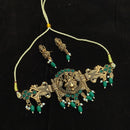 Khodiyar Gold Plated Crystal And Beads Temple Choker Necklace Set