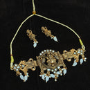 Khodiyar Gold Plated Crystal And Beads Temple Choker Necklace Set