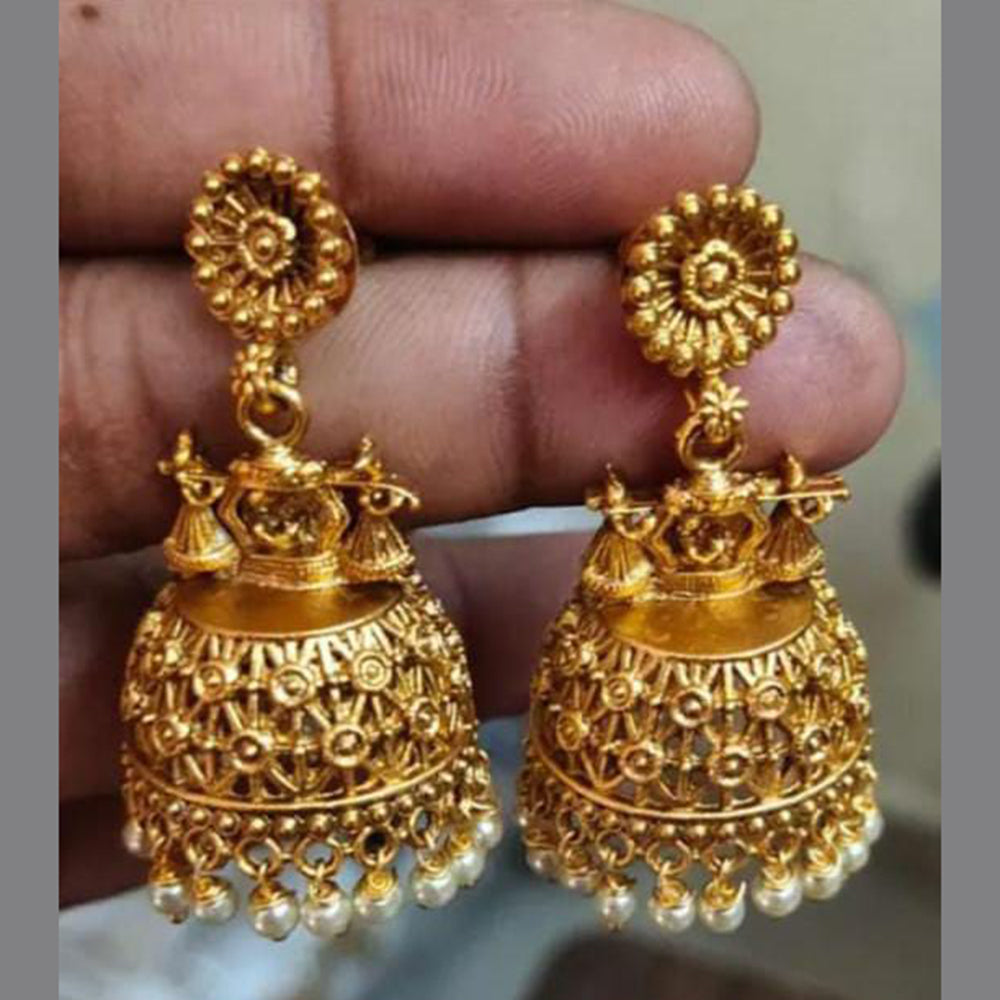 Khodiyar Gold Plated Pearl Jhumki Earrings