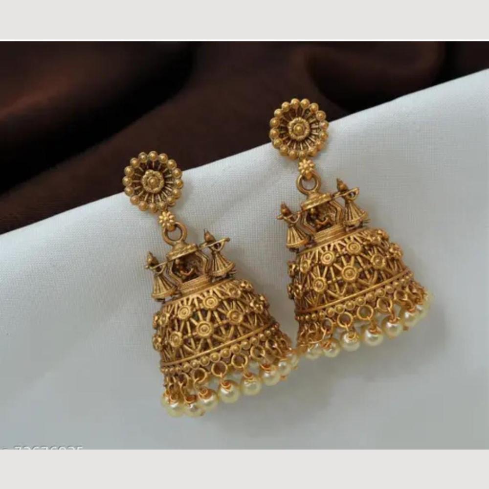 Khodiyar Gold Plated Pearl Jhumki Earrings