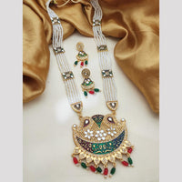 Khodiyar Gold Plated Kundan Stone And Meenakari Long Necklace Set