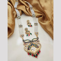 Khodiyar Gold Plated Kundan Stone And Meenakari Long Necklace Set 