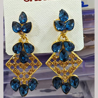Chandani Jewellers Gold Plated Crystal Stone Dangler Earrings (Assorted Colors)