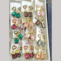Chandani Jewellers Gold Plated Crystal Stone Dangler Earrings (Assorted Colors)