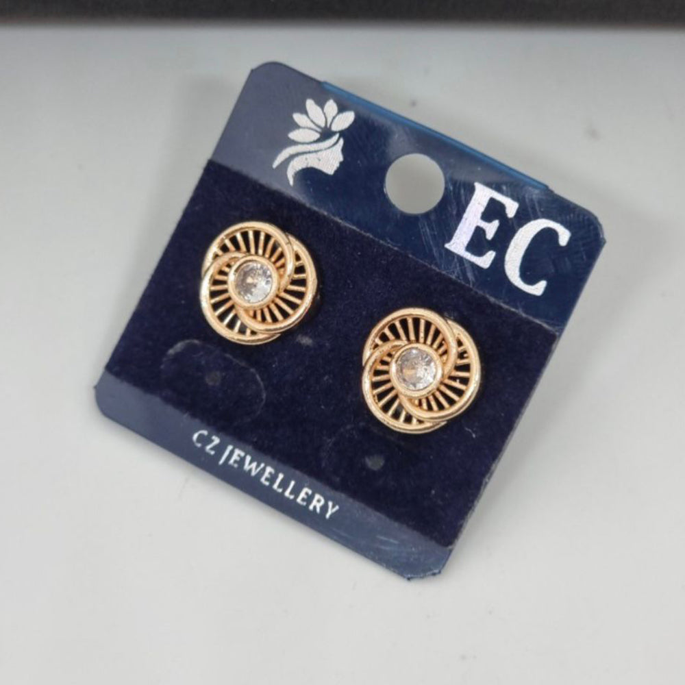 Pooja Sales Rajkot Gold Plated American Diamond Stud Earrings