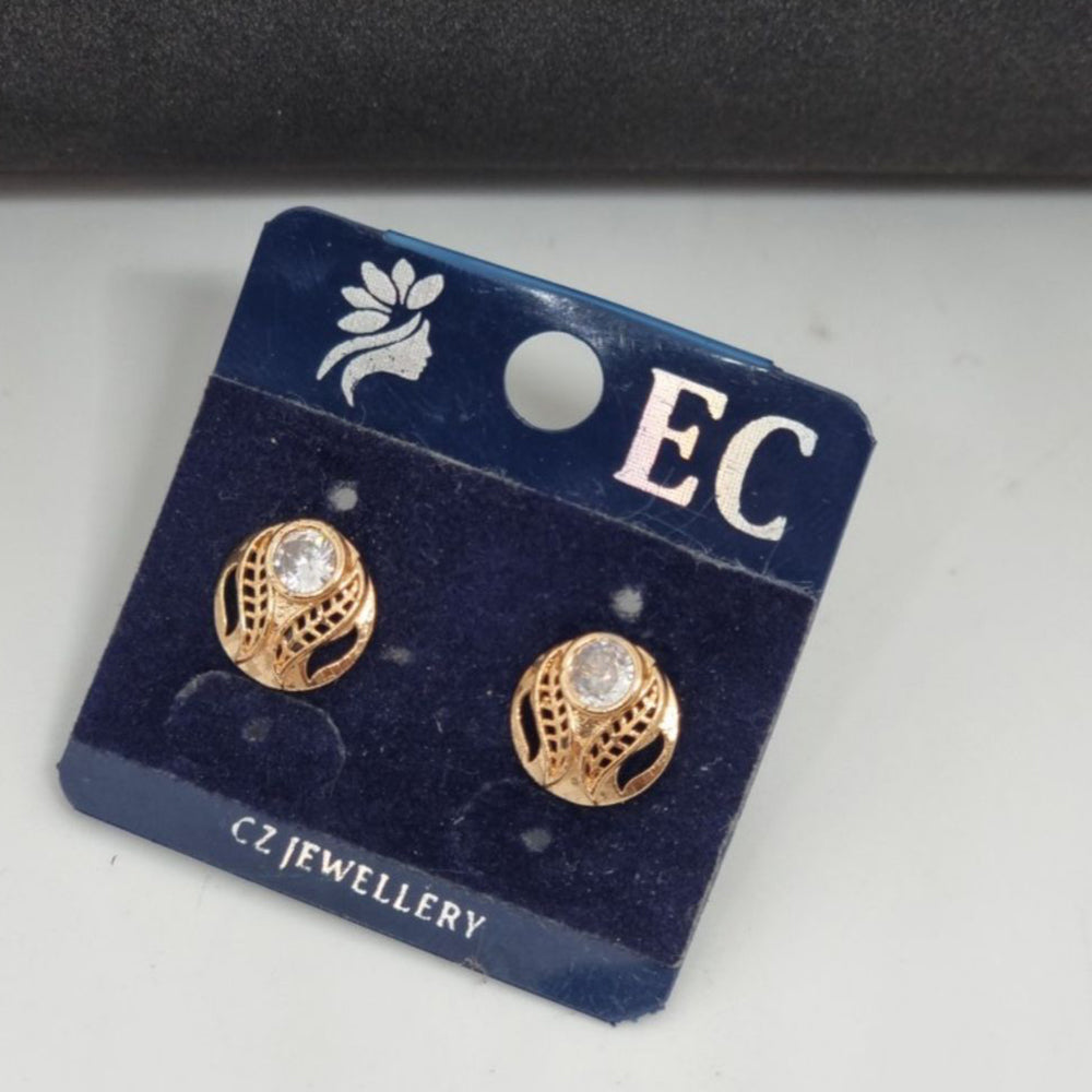 Pooja Sales Rajkot Gold Plated American Diamond Stud Earrings