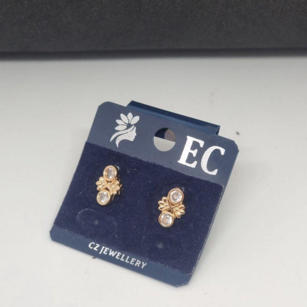 Pooja Sales Rajkot Gold Plated American Diamond Stud Earrings