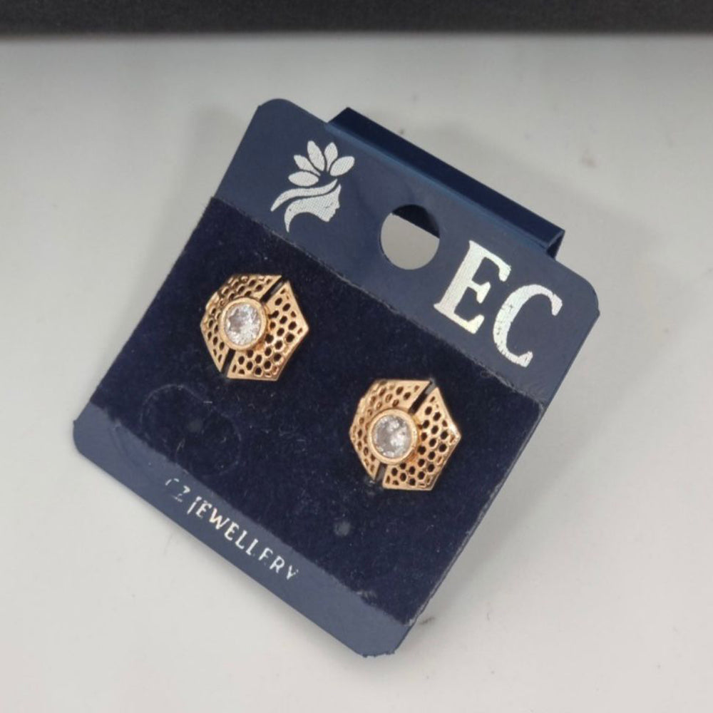 Pooja Sales Rajkot Gold Plated American Diamond Stud Earrings