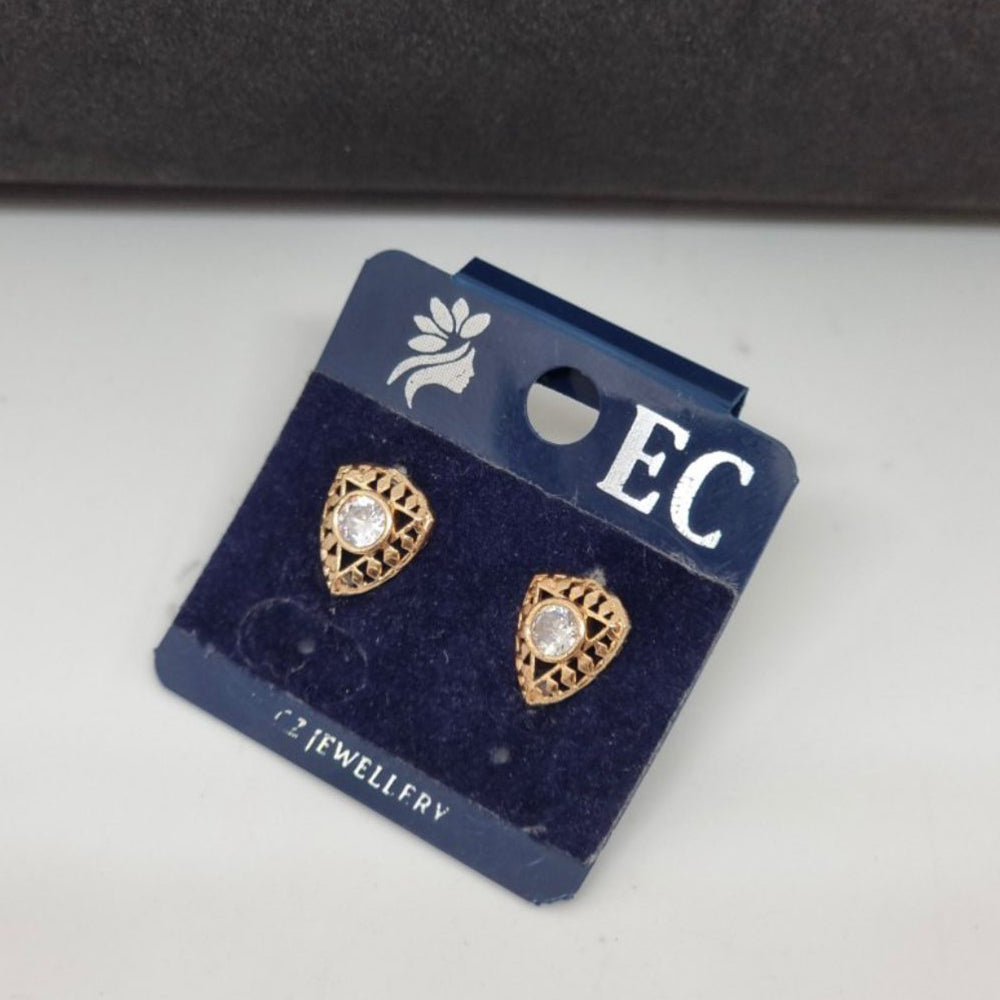 Pooja Sales Rajkot Gold Plated American Diamond Stud Earrings