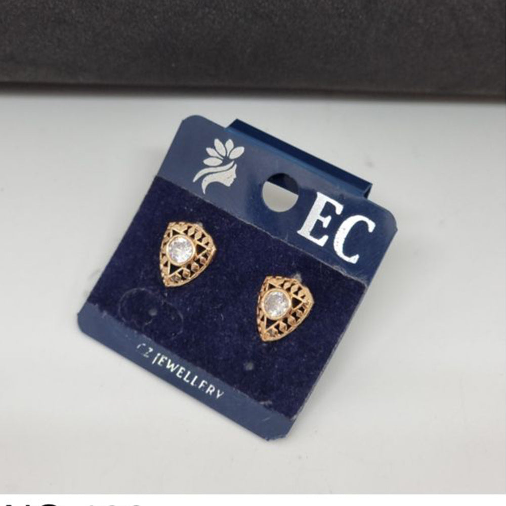 Pooja Sales Rajkot Gold Plated American Diamond Stud Earrings