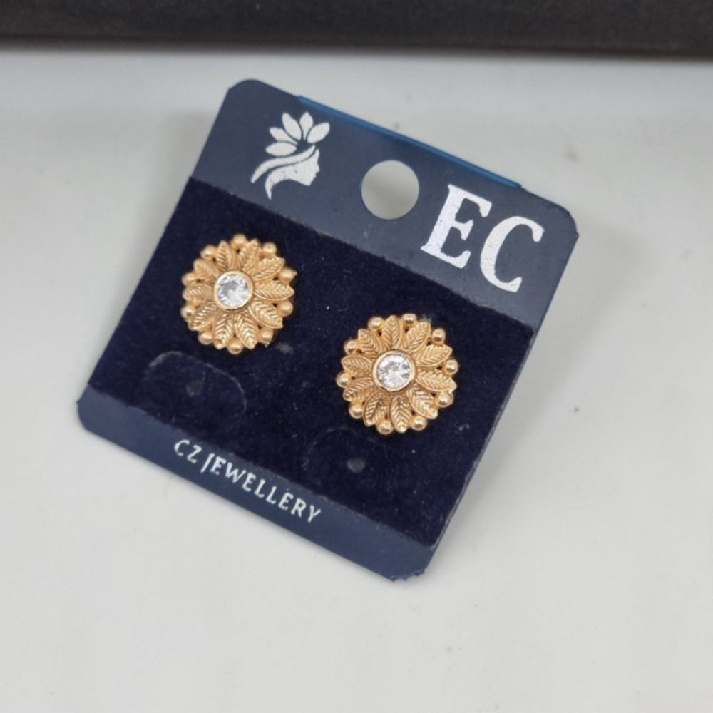 Pooja Sales Rajkot Gold Plated American Diamond Stud Earrings