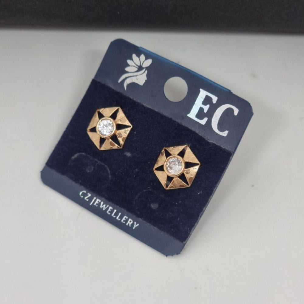 Pooja Sales Rajkot Gold Plated American Diamond Stud Earrings